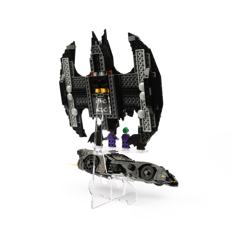 Load image into Gallery viewer, Dual Lego 76224 Batmobile &amp; Lego 76265 Batwing Display Stand
