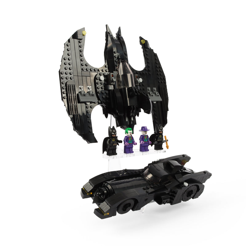 Load image into Gallery viewer, Dual Lego 76224 Batmobile &amp; Lego 76265 Batwing Display Stand
