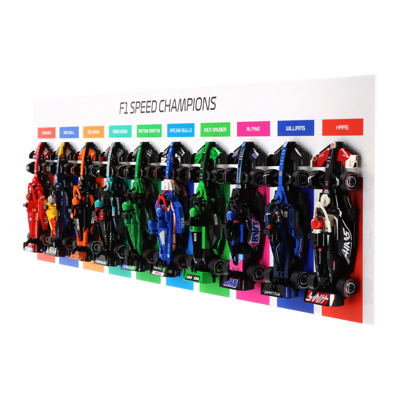 Load image into Gallery viewer, Wall Mounted Display for 10 x LEGO Speed Champions: Formula 1 Range - Horizontal
