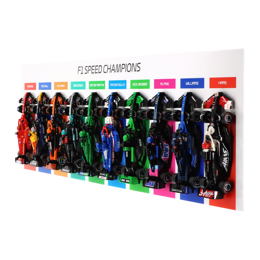 Wall Mounted Display for 10 x LEGO Speed Champions: Formula 1 Range - Horizontal