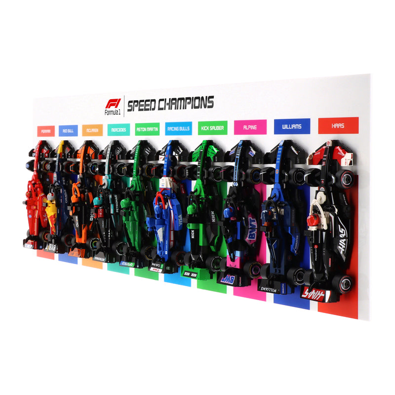 Load image into Gallery viewer, Wall Mounted Display for 10 x LEGO Speed Champions: Formula 1 Range - Horizontal
