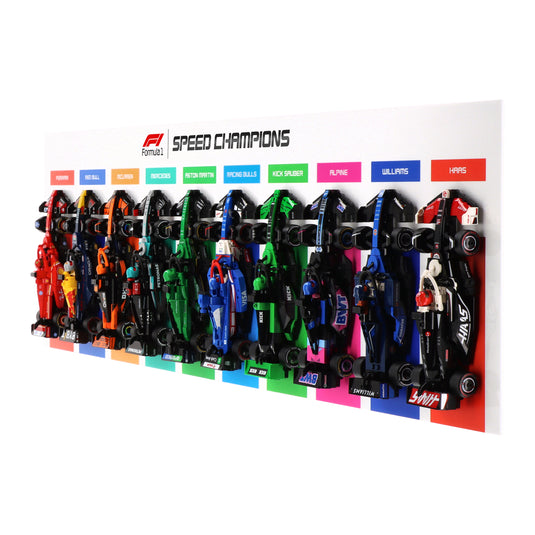 Wall Mounted Display for 10 x LEGO Speed Champions: Formula 1 Range - Horizontal