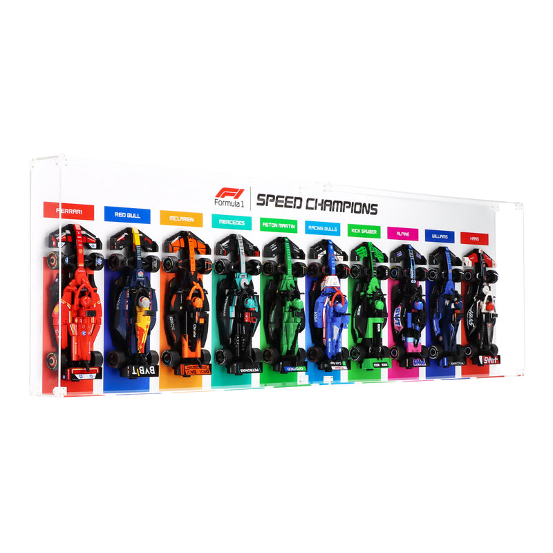 Load image into Gallery viewer, Wall Mounted Display Case for 10 x LEGO Speed Champions: Formula 1 Range - Horizontal
