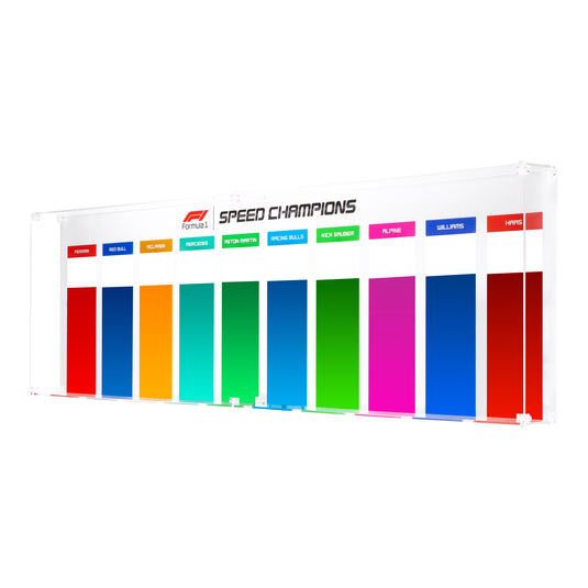 Wall Mounted Display Case for 10 x LEGO Speed Champions: Formula 1 Range - Horizontal