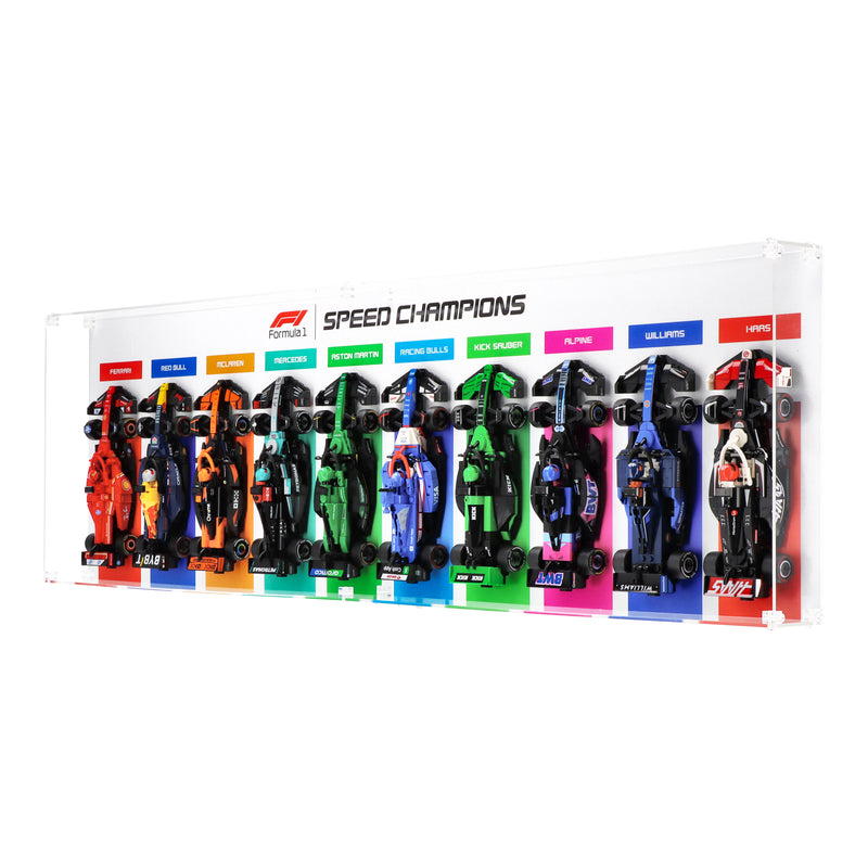 Load image into Gallery viewer, Wall Mounted Display Case for 10 x LEGO Speed Champions: Formula 1 Range - Horizontal
