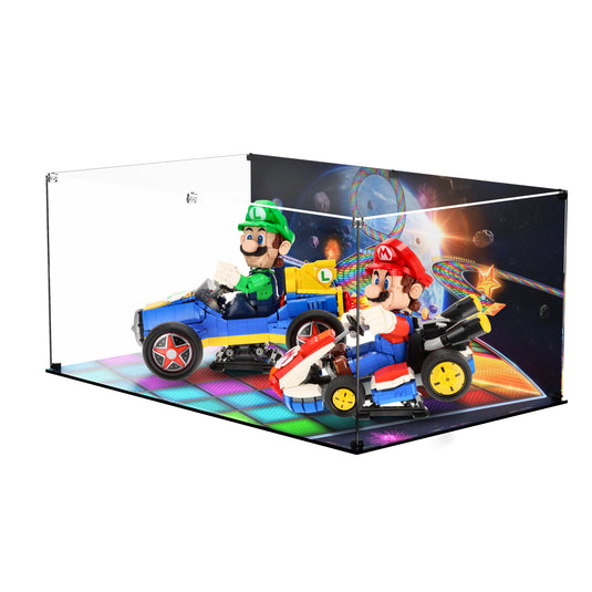 LEGO 72037 Mario & Standard Kart & 72050 Luigi & Mach 8 - Display Case