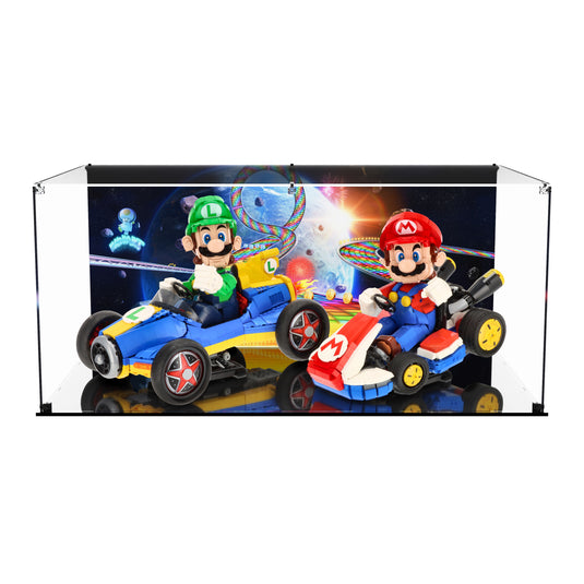 LEGO 72037 Mario & Standard Kart & 72050 Luigi & Mach 8 - Display Case