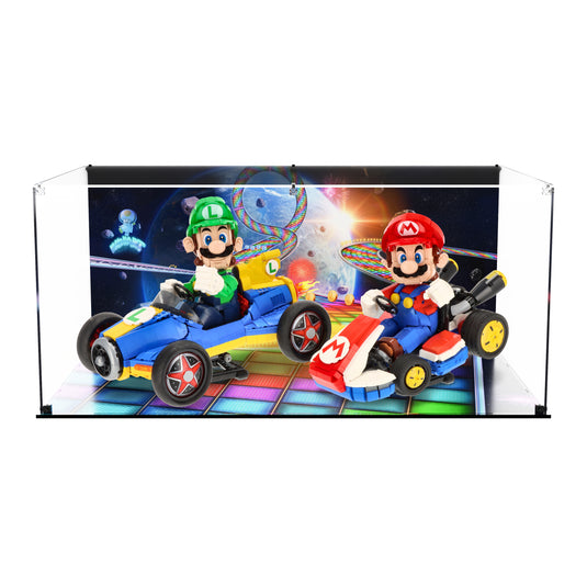 LEGO 72037 Mario & Standard Kart & 72050 Luigi & Mach 8 - Display Case