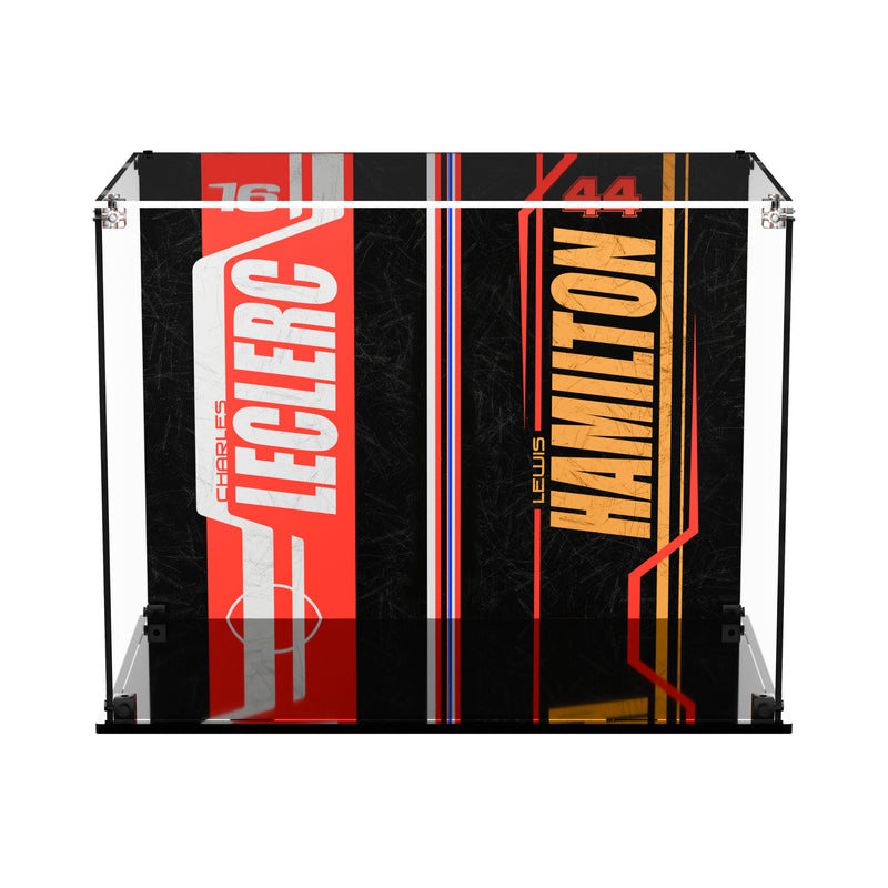 Load image into Gallery viewer, LEGO 43014 &amp; 43022 Scuderia Ferrari F1 Hamilton &amp; Leclerc Helmets - Display Case
