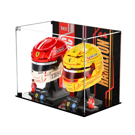 LEGO 43014 & 43022 Scuderia Ferrari F1 Hamilton & Leclerc Helmets - Display Case