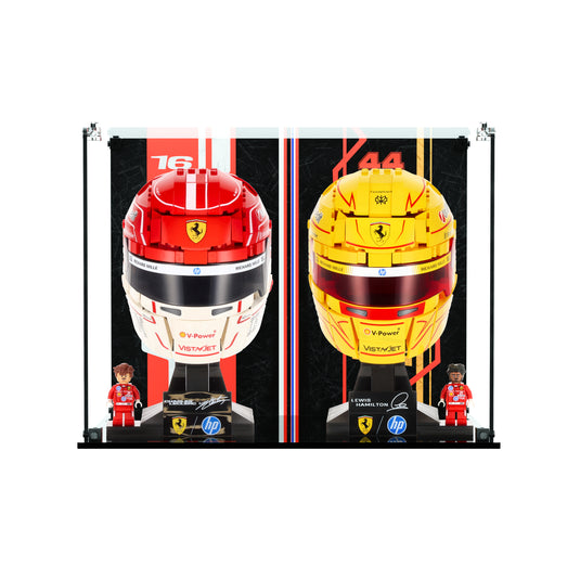 LEGO 43014 & 43022 Scuderia Ferrari F1 Hamilton & Leclerc Helmets - Display Case