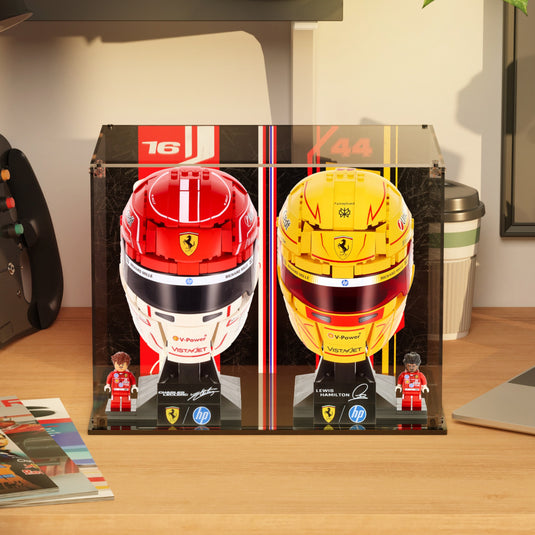 LEGO 43014 & 43022 Scuderia Ferrari F1 Hamilton & Leclerc Helmets - Display Case