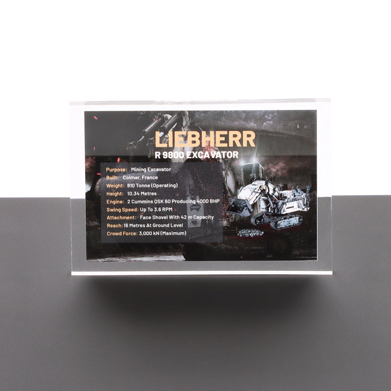 Load image into Gallery viewer, Lego 42100 Liebherr R 9800 Excavator - Display Plaque
