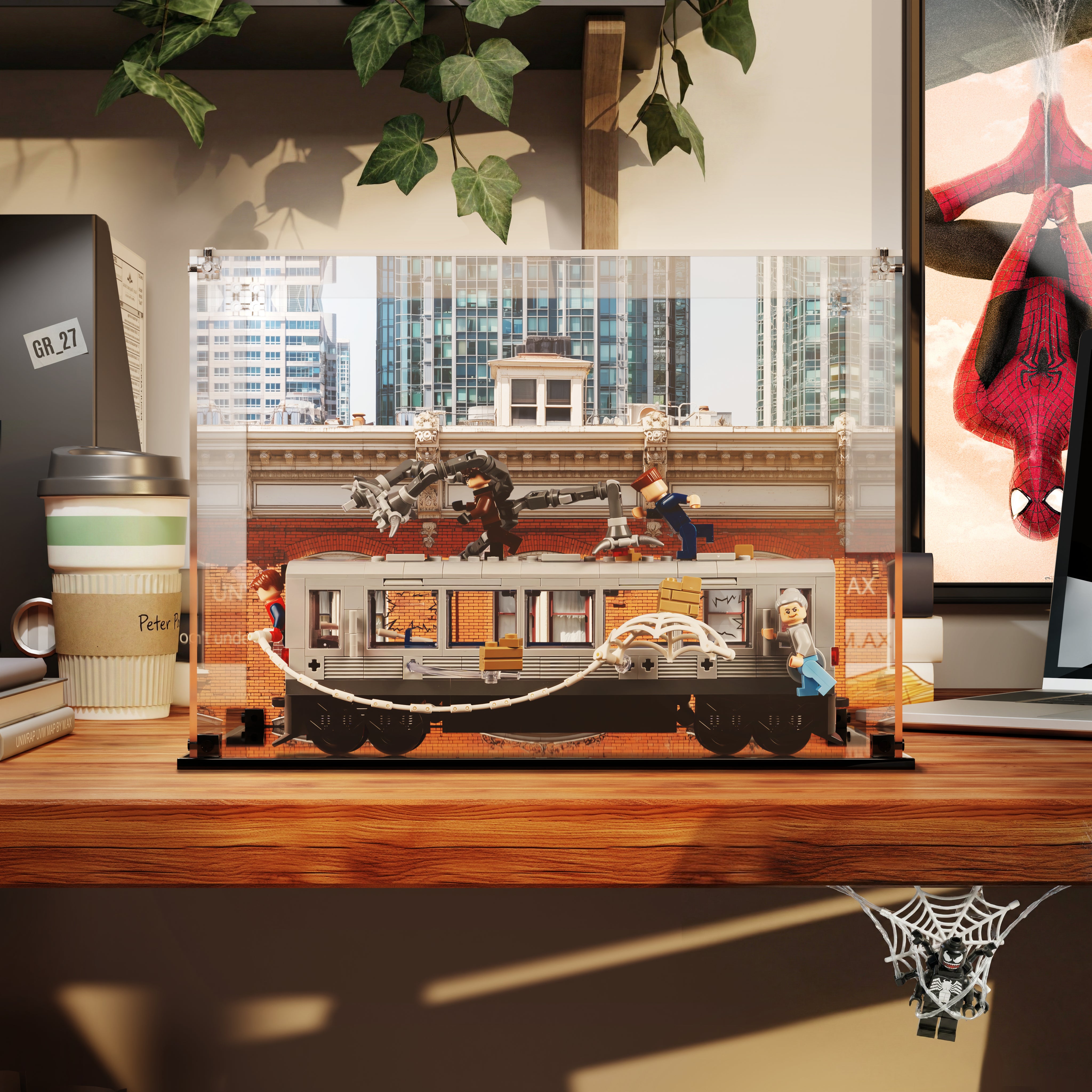 LEGO 76321 Spider-Man vs. Doc Ock Subway Train Scene - Display Case
