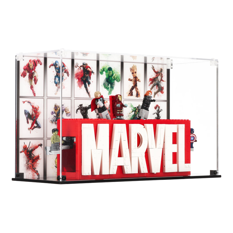 Load image into Gallery viewer, LEGO 76313 MARVEL Logo &amp; Minifigures - Freestanding Display Case

