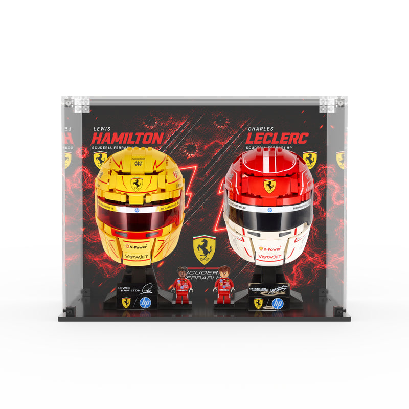Load image into Gallery viewer, LEGO 43014 &amp; 43022 Scuderia Ferrari F1 Hamilton &amp; Leclerc Helmets - Display Case
