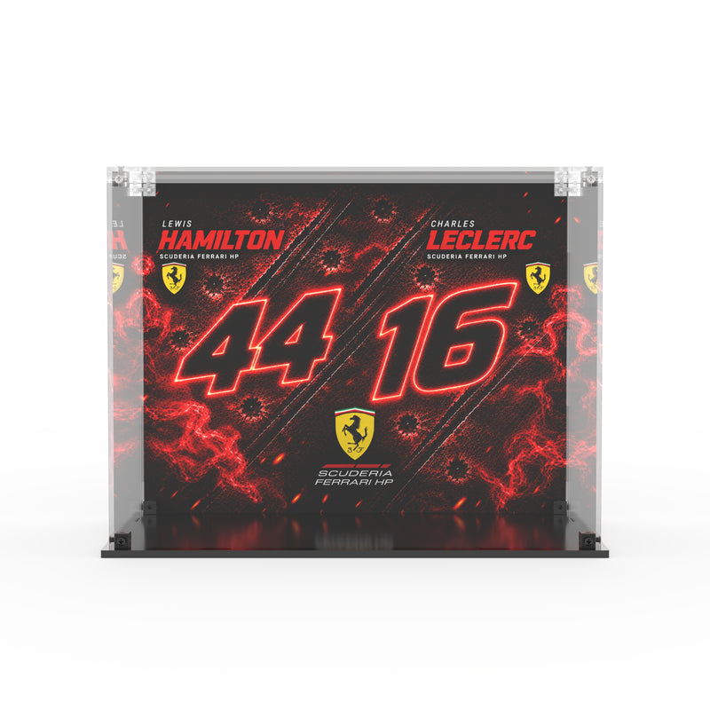 Load image into Gallery viewer, LEGO 43014 &amp; 43022 Scuderia Ferrari F1 Hamilton &amp; Leclerc Helmets - Display Case
