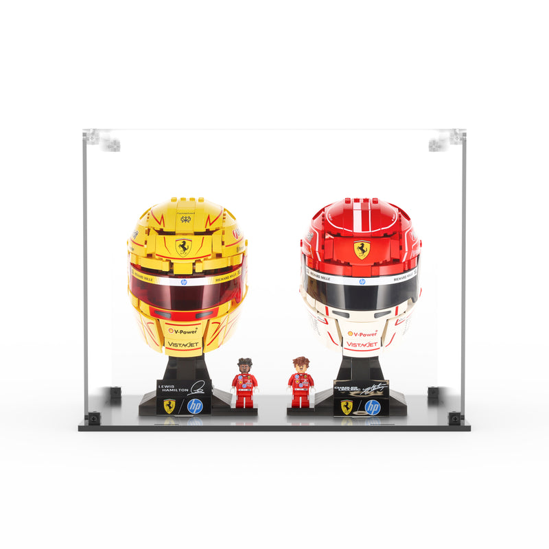 Load image into Gallery viewer, LEGO 43014 &amp; 43022 Scuderia Ferrari F1 Hamilton &amp; Leclerc Helmets - Display Case
