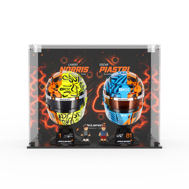 Load image into Gallery viewer, LEGO 43017 &amp; 43023 McLaren Mastercard F1 Norris &amp; Piastri Helmets - Display Case

