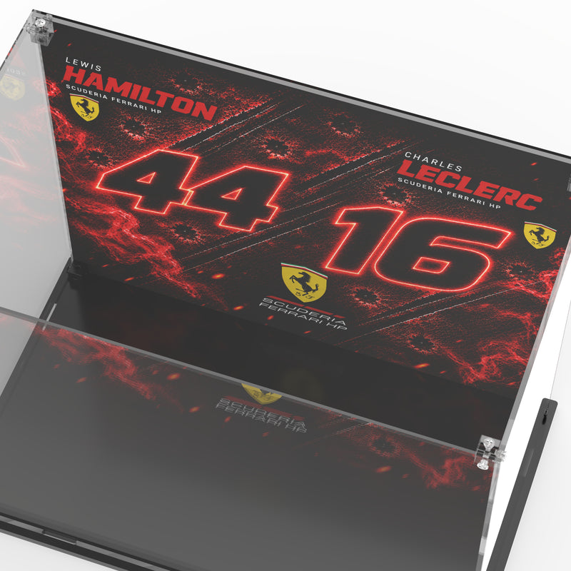 Load image into Gallery viewer, LEGO 43014 &amp; 43022 Scuderia Ferrari F1 Hamilton &amp; Leclerc Helmets - Display Case

