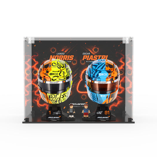 LEGO 43017 & 43023 McLaren Mastercard F1 Norris & Piastri Helmets - Display Case