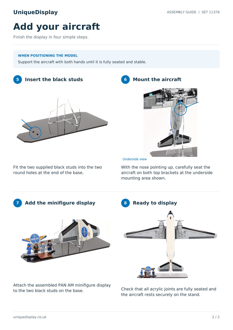 Load image into Gallery viewer, UniqueDisplay LEGO Douglas DC-3 PAN - Assembly-Guide
