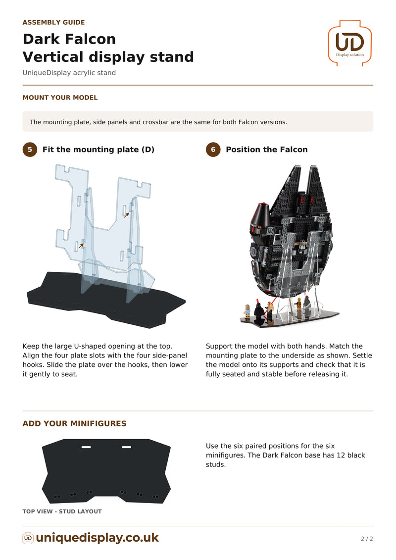 Load image into Gallery viewer, UniqueDisplay LEGO 75105 &amp; 75389 Falcon - Assembly-Guide
