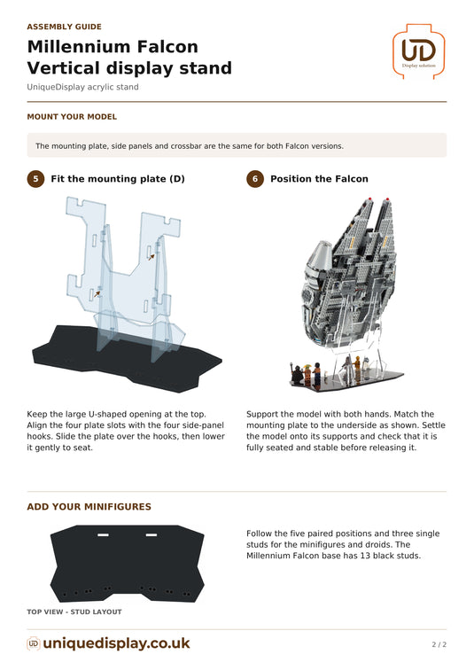 UniqueDisplay LEGO 75105 & 75389 Falcon - Assembly-Guide