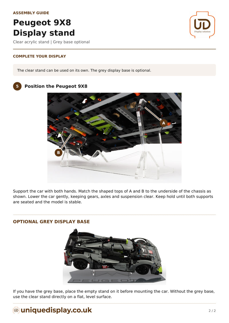 Load image into Gallery viewer, UniqueDisplay LEGO 42156 PEUGEOT 9X8 24H Le Mans - Assembly-Guide
