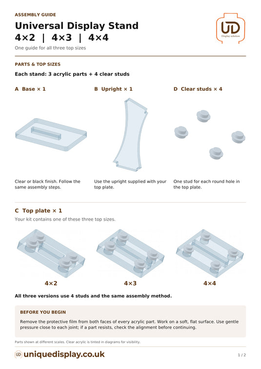UniqueDisplay LEGO Universal Stand  - Assembly-Guide