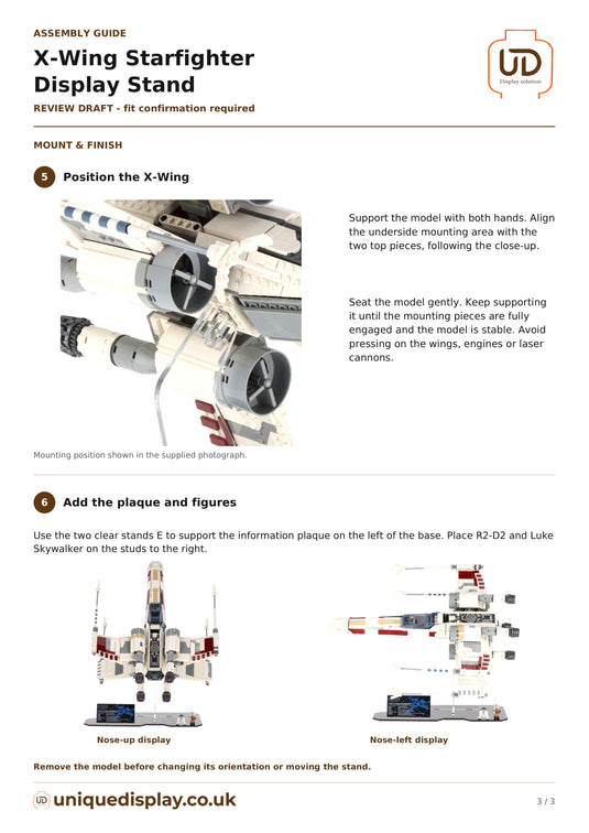 UniqueDisplay LEGO 75355 X-Wing Starfighter  - Assembly-Guide