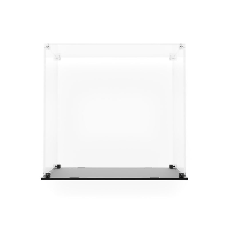 Load image into Gallery viewer, Empty clear acrylic display case with black base for LEGO 21066 The Big Apple, front view
