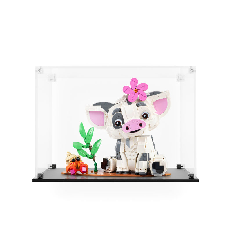 Load image into Gallery viewer, LEGO Disney Pua 43292 in a clear acrylic display case with black base
