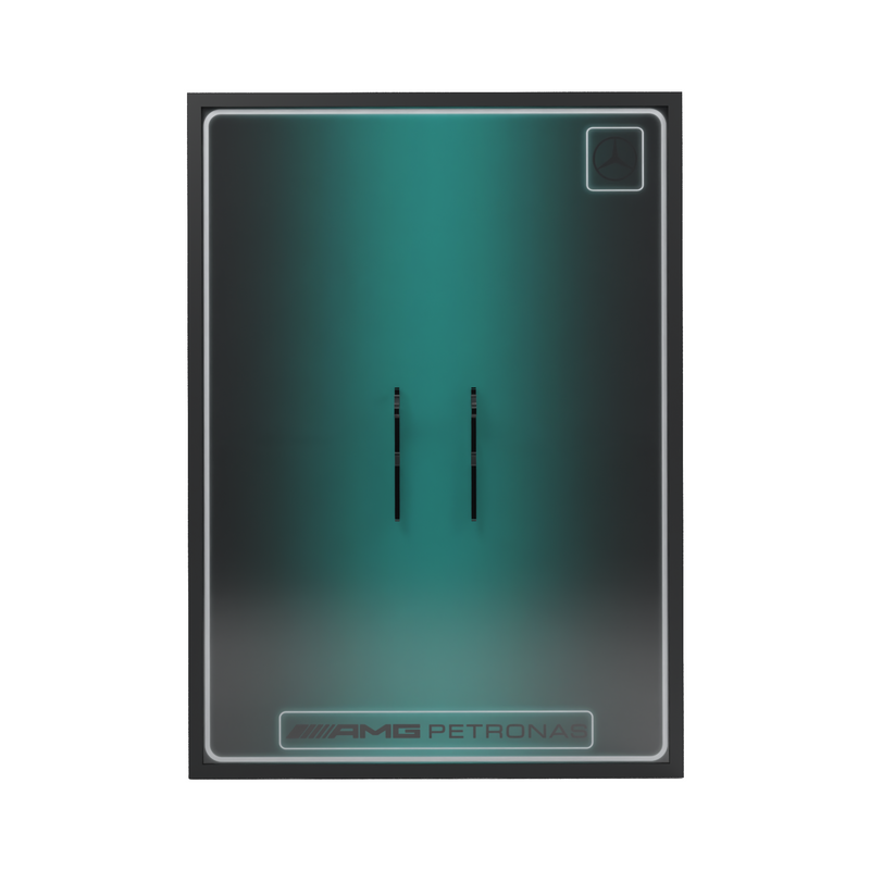 Load image into Gallery viewer, LED wall display for LEGO Technic 42171 Mercedes-AMG F1 W14 E Performance, front view without model showing mounting supports
