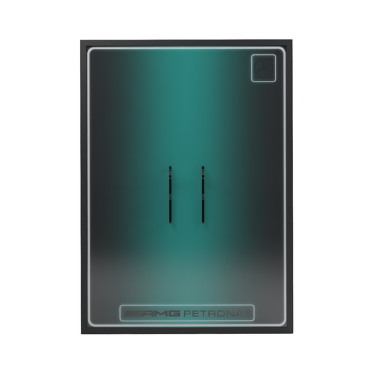 LED wall display for LEGO Technic 42171 Mercedes-AMG F1 W14 E Performance, front view without model showing mounting supports