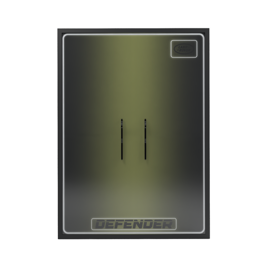 LED wall display for LEGO Technic 42110 Land Rover Defender, front view without model showing mounting supports