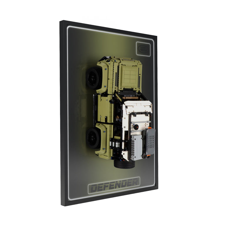 Load image into Gallery viewer, LED wall display for LEGO Technic 42110 Land Rover Defender, left angle in ambient light with model
