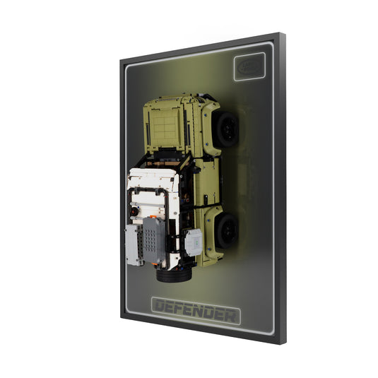 LED wall display for LEGO Technic 42110 Land Rover Defender, right angle in ambient light with model