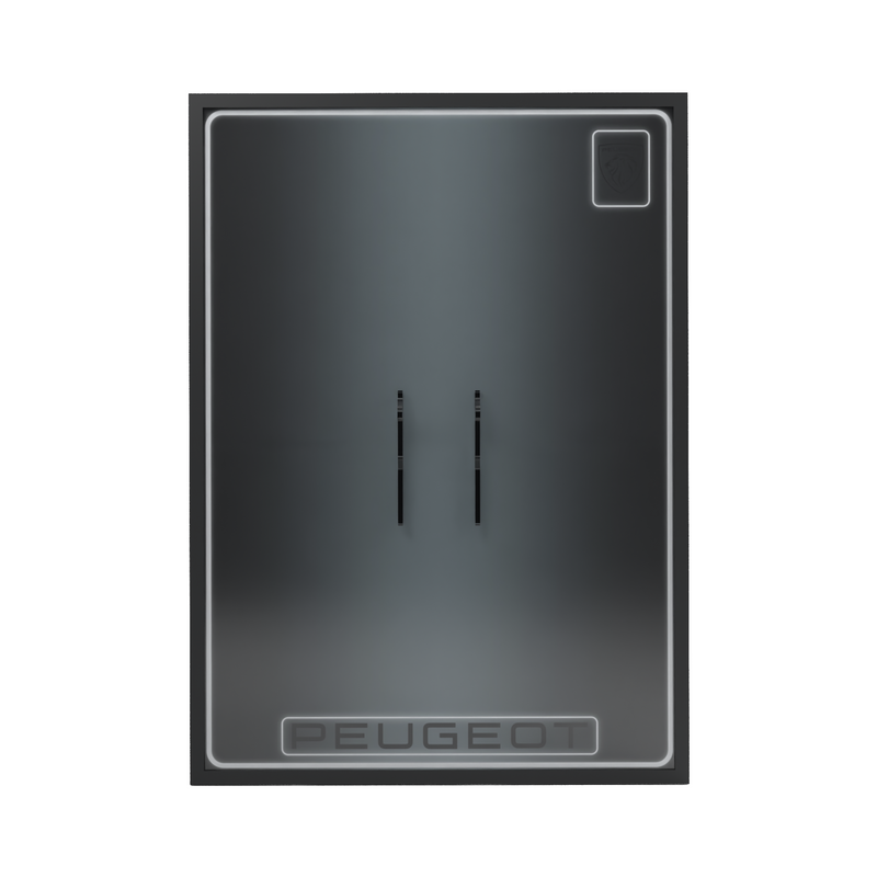 Load image into Gallery viewer, LED wall display for LEGO Technic 42156 Peugeot 9X8, front view without model showing mounting supports
