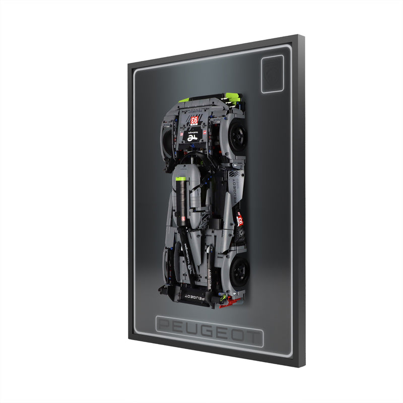 Load image into Gallery viewer, LED wall display for LEGO Technic 42156 Peugeot 9X8, right angle in ambient light with model
