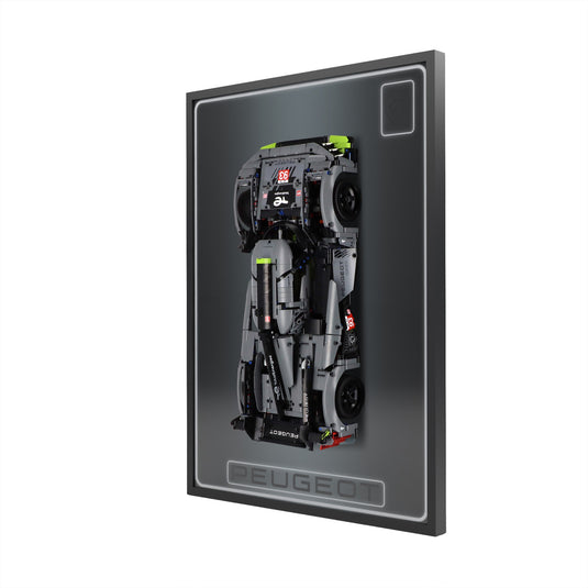 LED wall display for LEGO Technic 42156 Peugeot 9X8, right angle in ambient light with model
