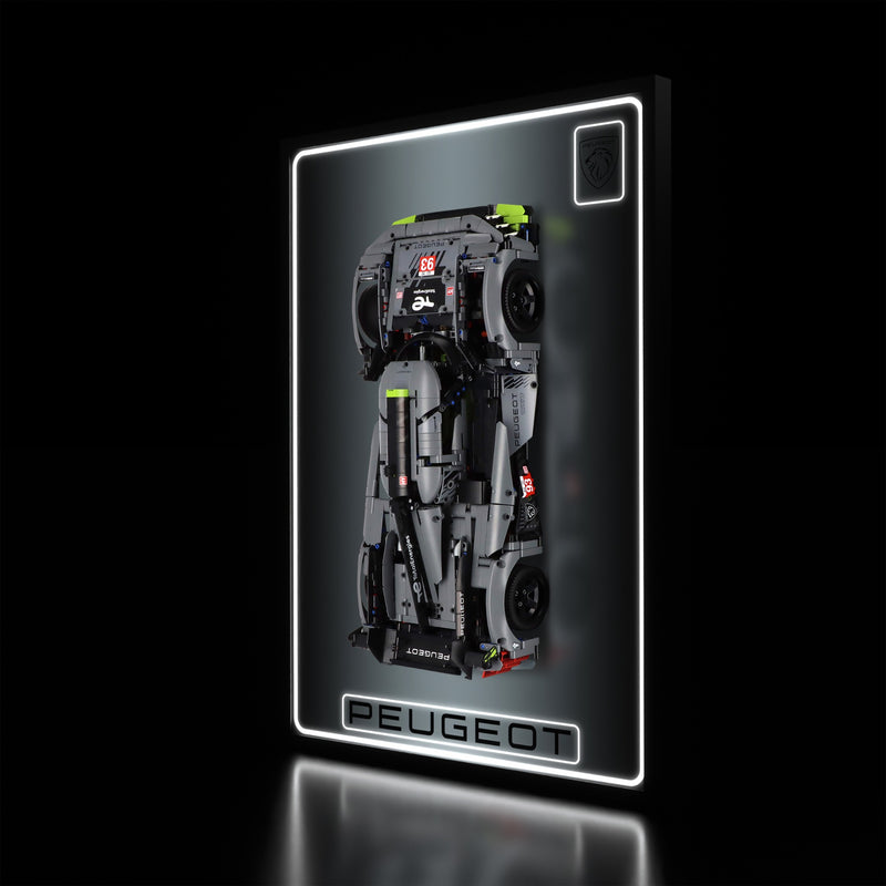 Load image into Gallery viewer, LED wall display for LEGO Technic 42156 Peugeot 9X8, illuminated right angle with model
