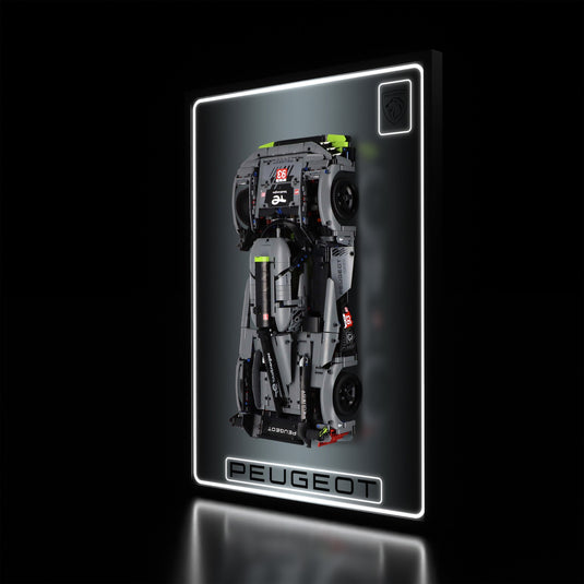 LED wall display for LEGO Technic 42156 Peugeot 9X8, illuminated right angle with model
