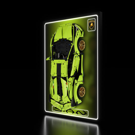 LED wall display for LEGO Technic 42115 Lamborghini Sián FKP 37, illuminated right angle with model