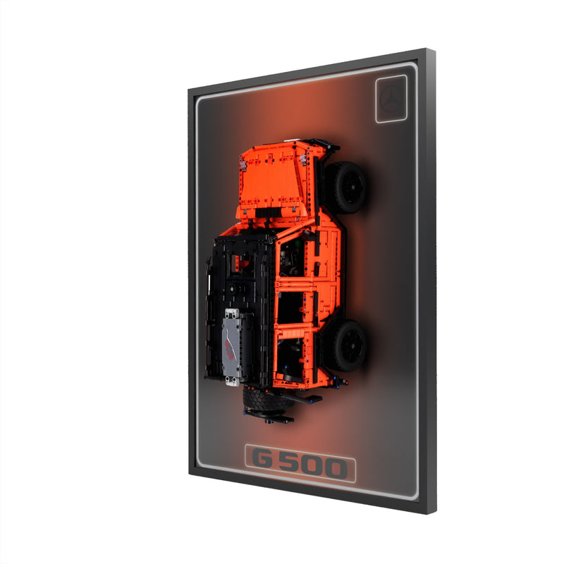 Load image into Gallery viewer, LED wall display for LEGO Technic 42177 Mercedes-Benz G 500, right angle in ambient light with model
