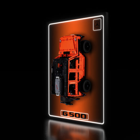 LED wall display for LEGO Technic 42177 Mercedes-Benz G 500, illuminated right angle with model