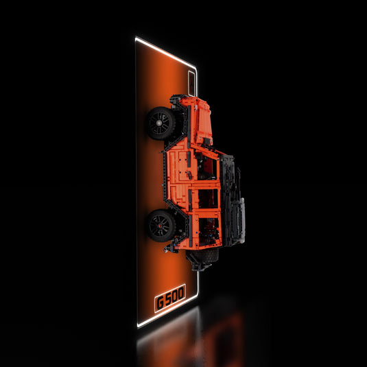 LED wall display for LEGO Technic 42177 Mercedes-Benz G 500, illuminated side view with model