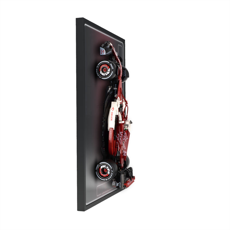 Load image into Gallery viewer, LED wall display for CaDA C64005W Alfa Romeo F1 ORLEN C42, side view showing frame profile and mounted model
