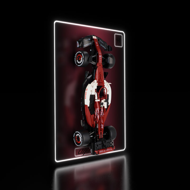Load image into Gallery viewer, LED wall display for CaDA C64005W Alfa Romeo F1 ORLEN C42, illuminated left angle with model

