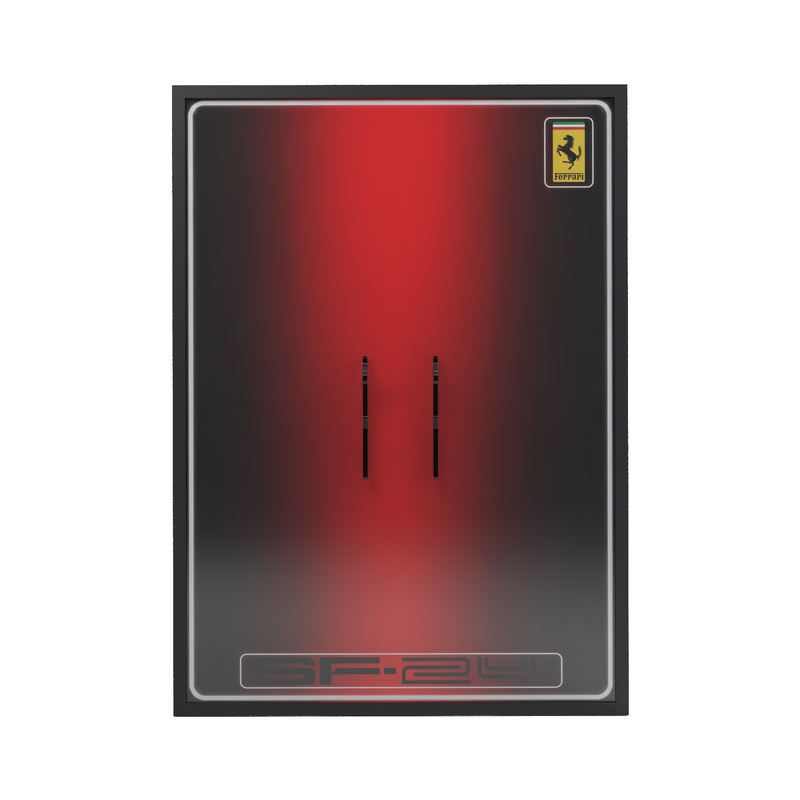 Load image into Gallery viewer, LED wall display for LEGO Technic 42207 Ferrari SF-24 F1 Car, front view without model showing mounting supports
